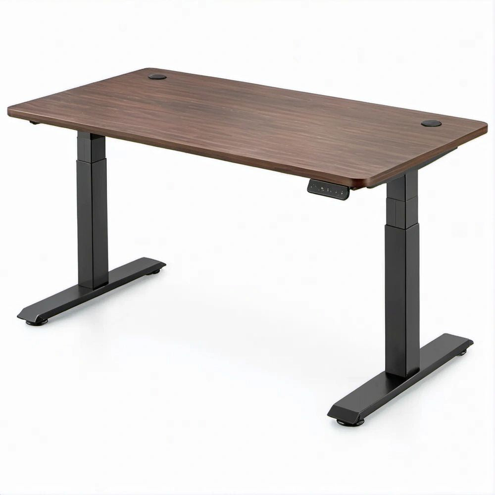 Electric Height-Adjustable Standing Desk, 48 x 24 in Brown MDF Top with Black Steel Frame