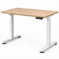 48 x 24 in Electric Height-Adjustable Standing Desk, Natural Wood Grain Top and White Frame